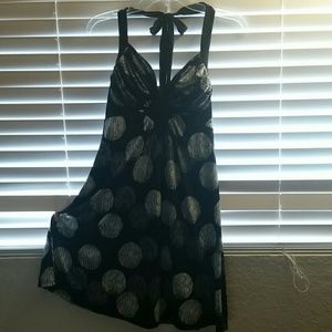 Black and white backless dress